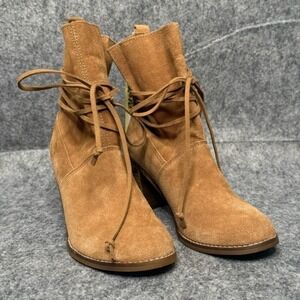 NWT TOMS‎ Mila Leather Toffee Suede Boot- Sz 7.5